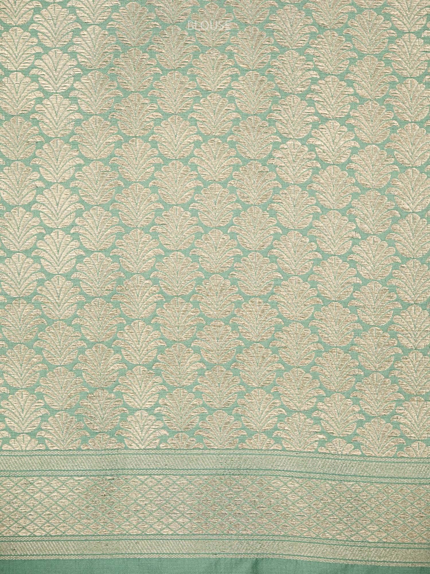Mint Green Silk Handloom Banarasi Lehenga - Sacred Weaves
