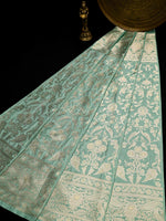 Mint Green Silk Handloom Banarasi Lehenga - Sacred Weaves