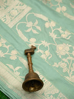 Mint Green Silk Handloom Banarasi Lehenga - Sacred Weaves