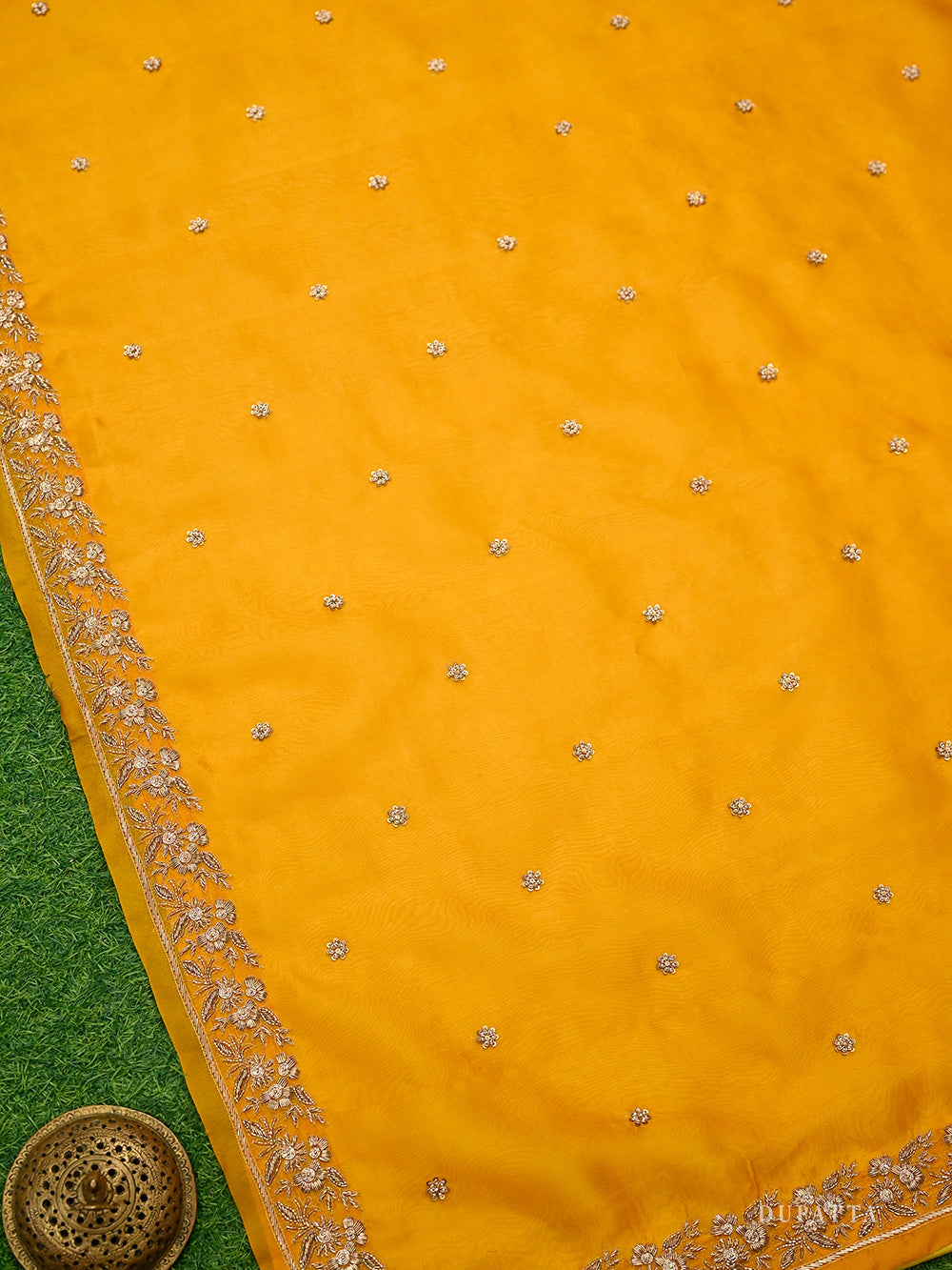 Yellow Silk Handloom Banarasi Lehenga - Sacred Weaves