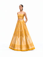 Yellow Silk Handloom Banarasi Lehenga - Sacred Weaves
