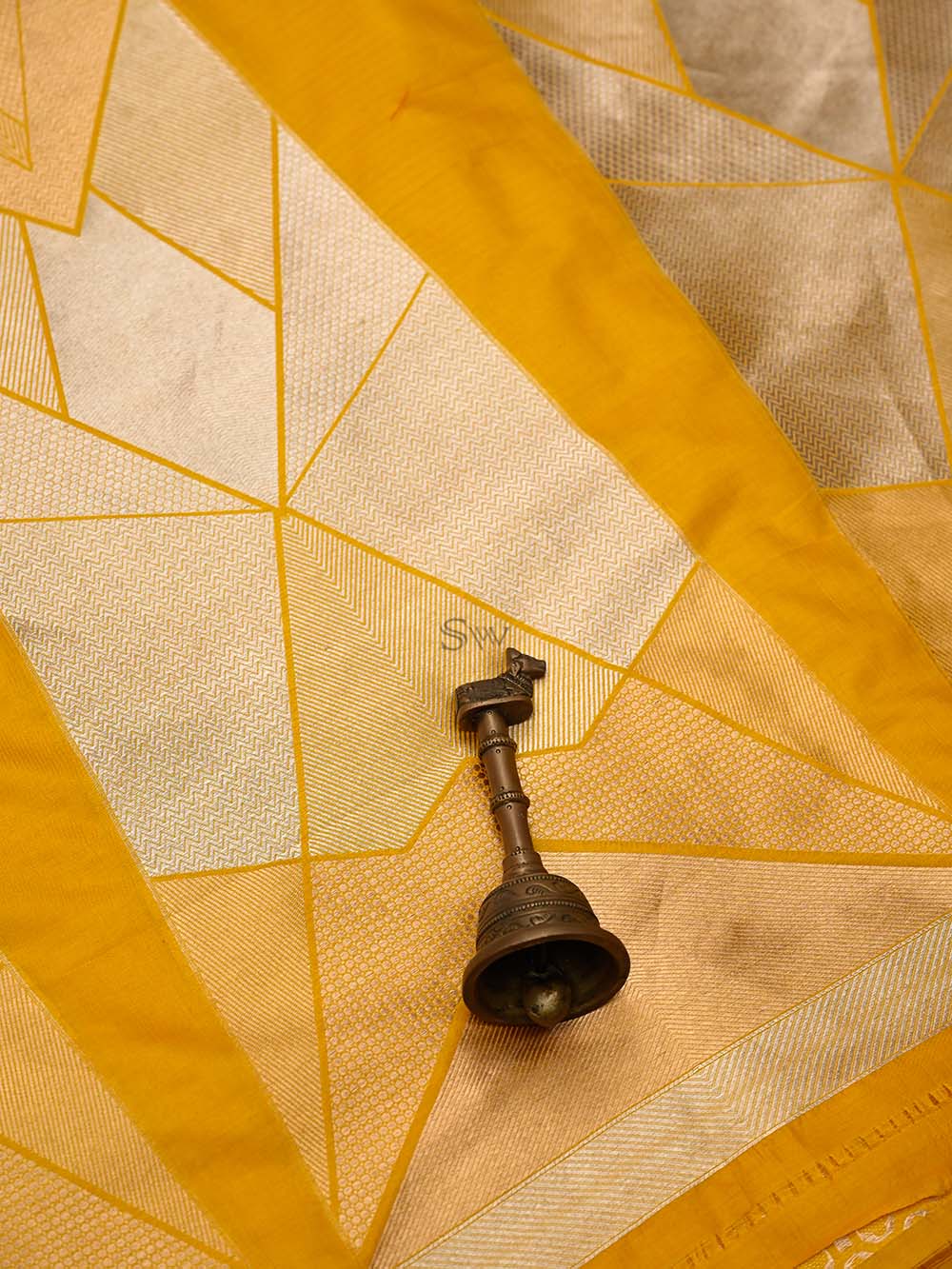 Yellow Silk Handloom Banarasi Lehenga - Sacred Weaves