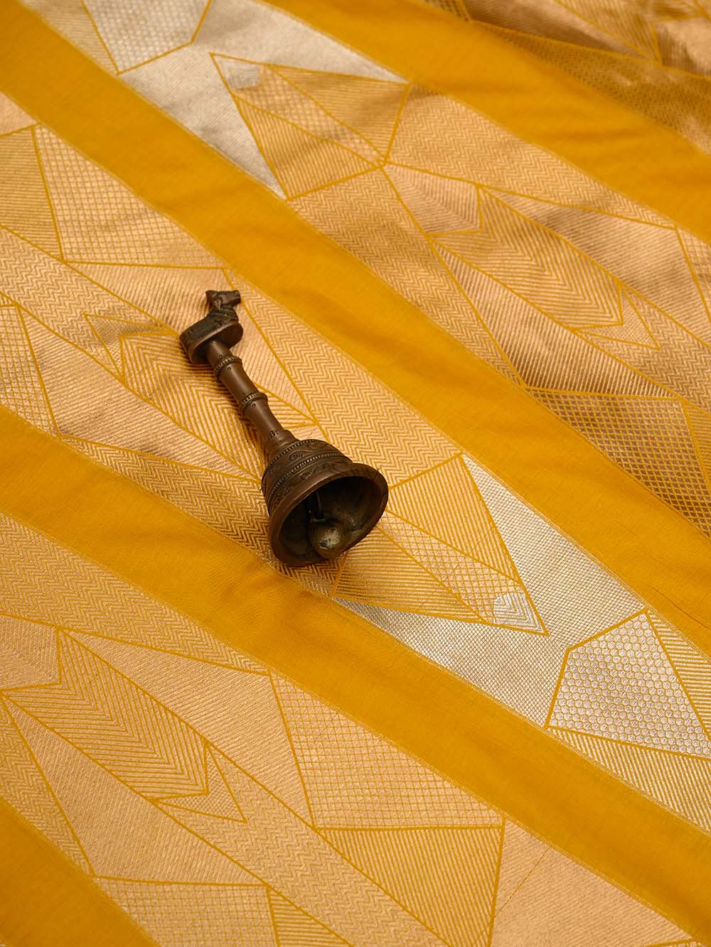 Yellow Silk Handloom Banarasi Lehenga - Sacred Weaves