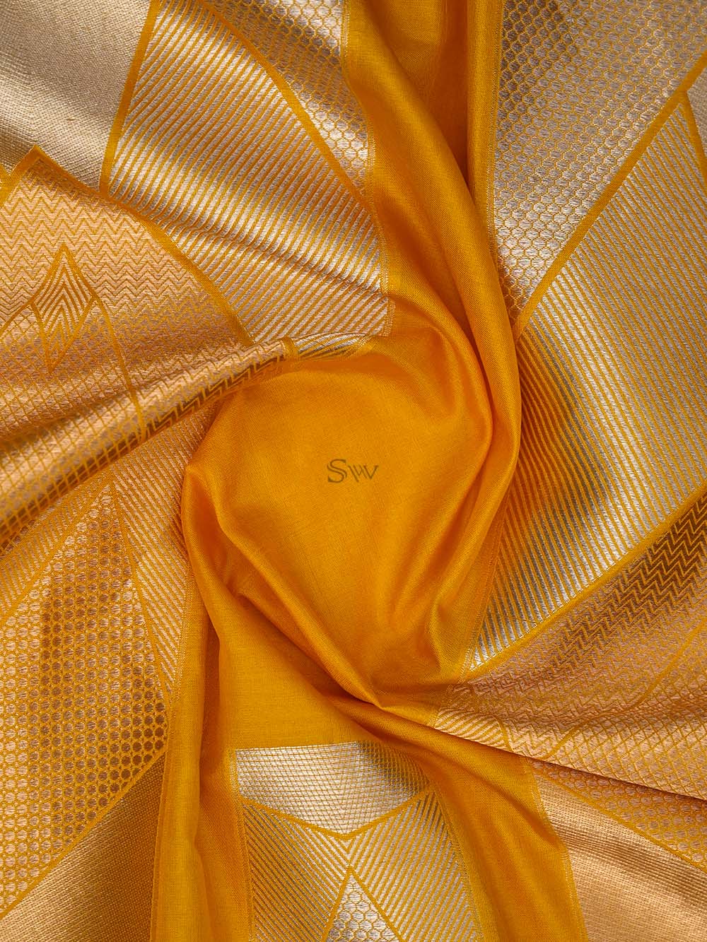 Yellow Silk Handloom Banarasi Lehenga - Sacred Weaves