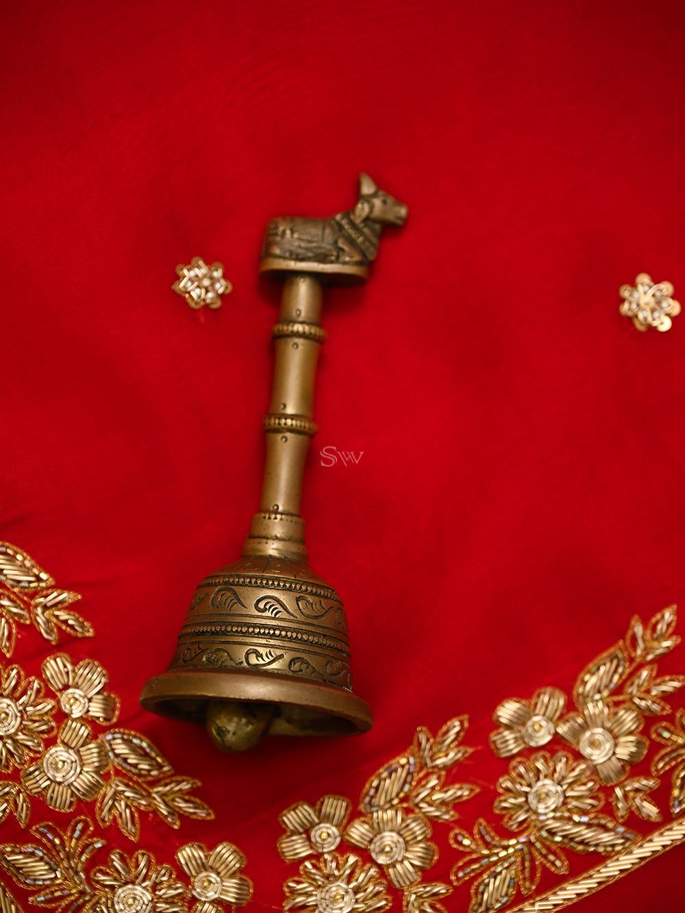 Red Silk Handloom Banarasi Lehenga - Sacred Weaves