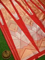 Red Silk Handloom Banarasi Lehenga - Sacred Weaves