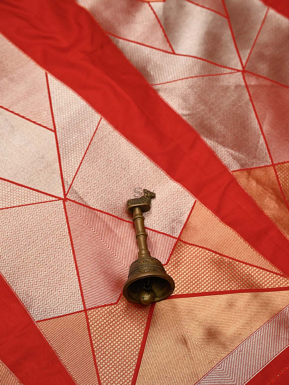 Red Silk Handloom Banarasi Lehenga - Sacred Weaves