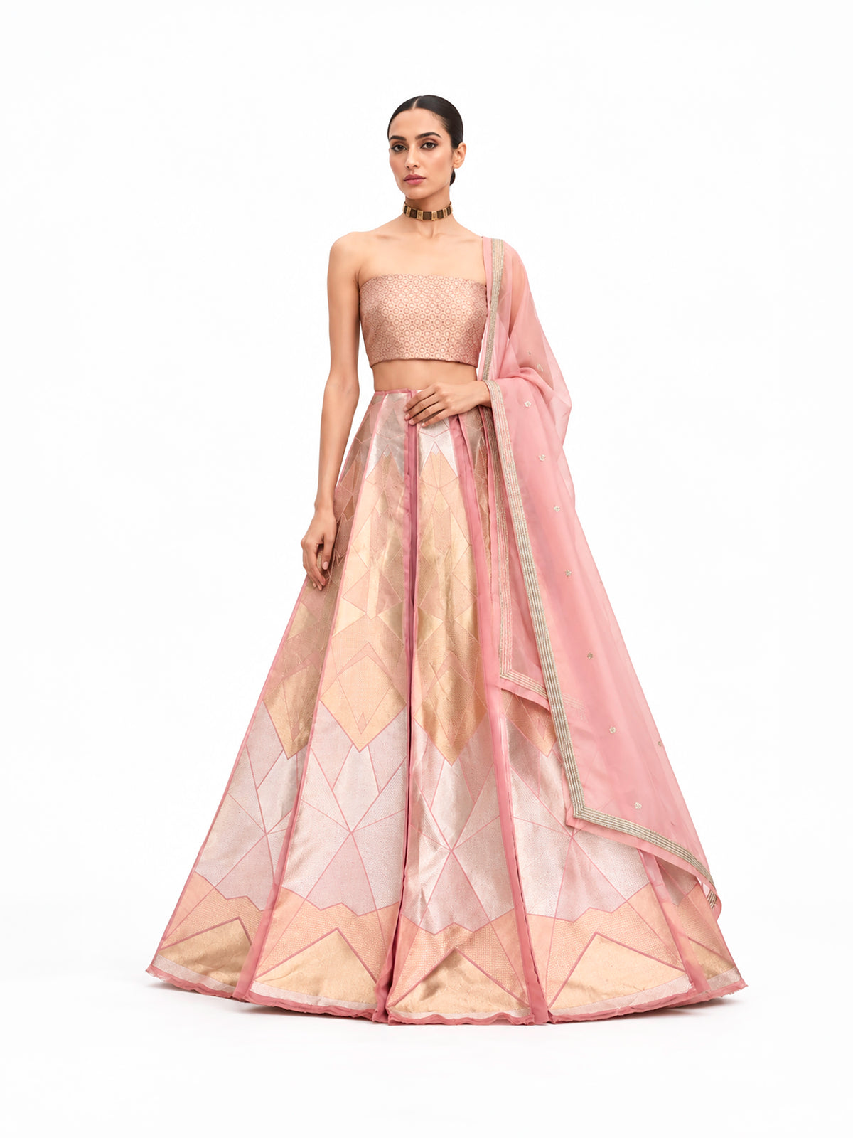 Pink Silk Handloom Banarasi Lehenga - Sacred Weaves