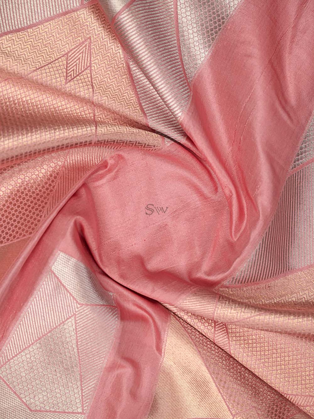 Pink Silk Handloom Banarasi Lehenga - Sacred Weaves