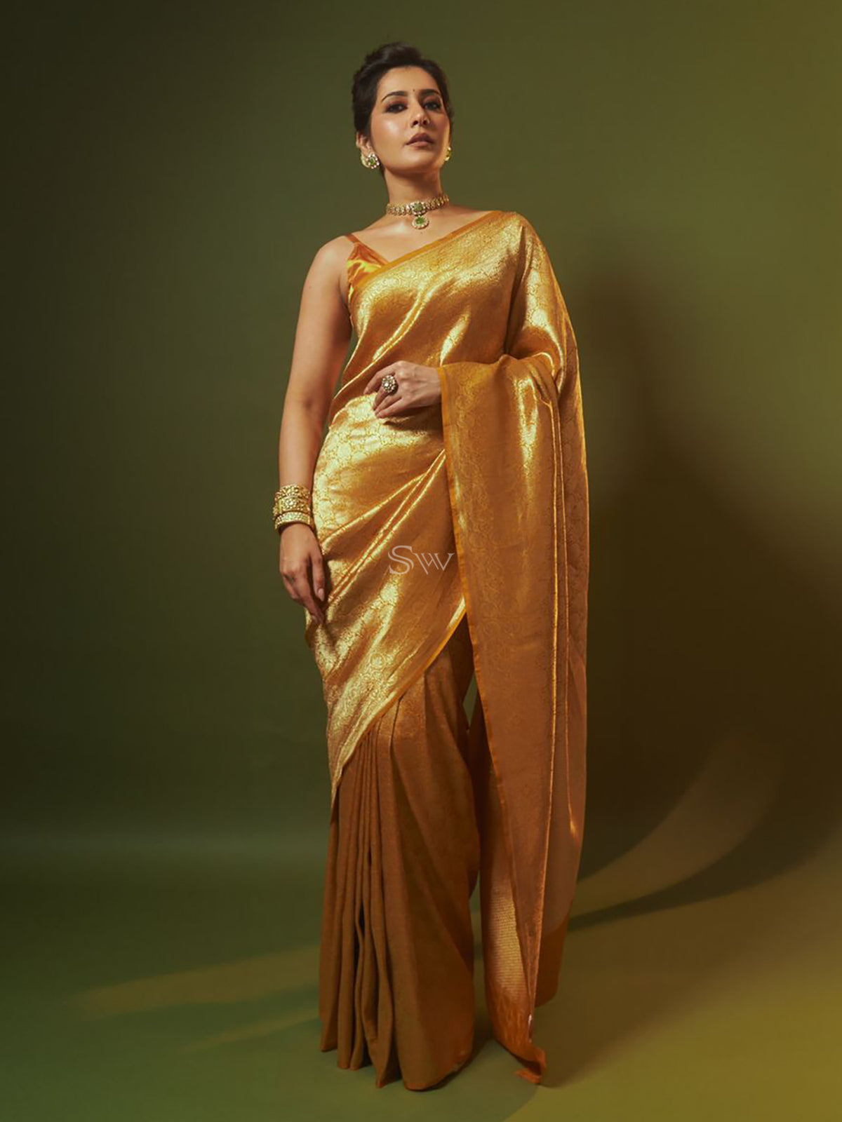 Mustard Katan Silk Brocade Handloom Banarasi Saree