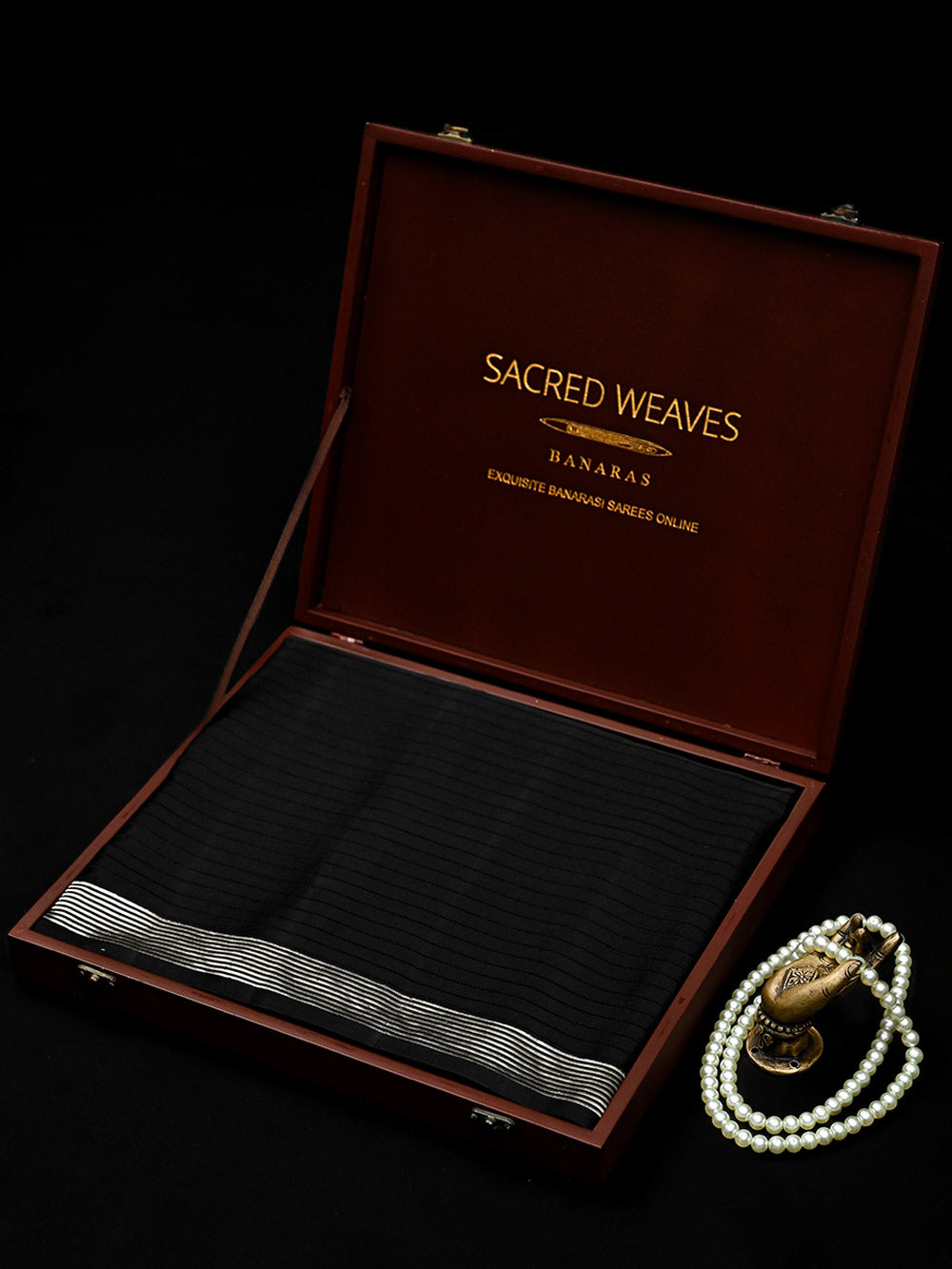 Black Satin Tanchoi Handloom Banarasi Saree