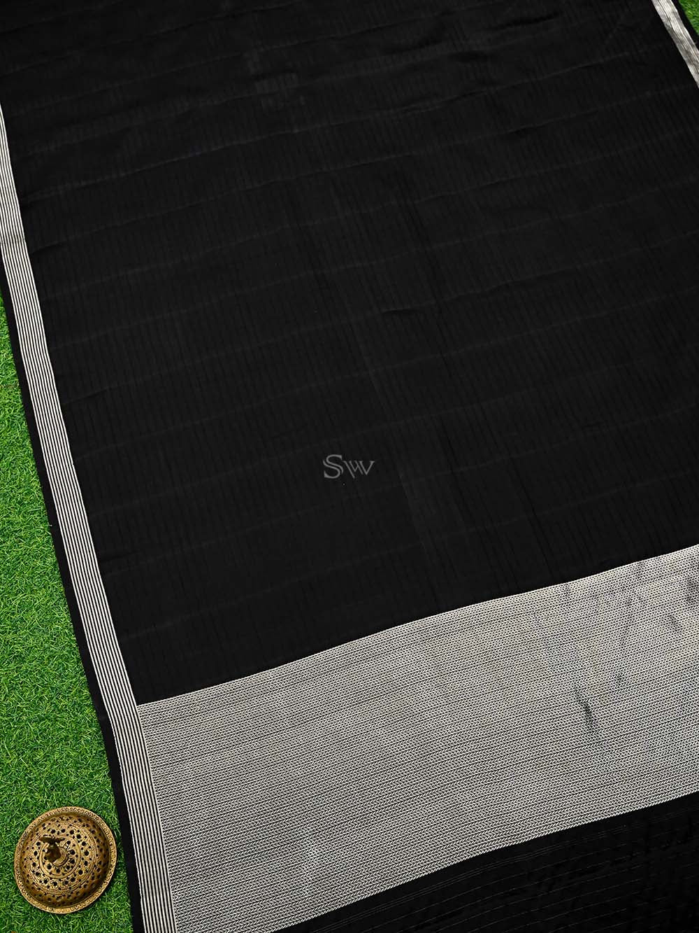 Black Satin Tanchoi Handloom Banarasi Saree