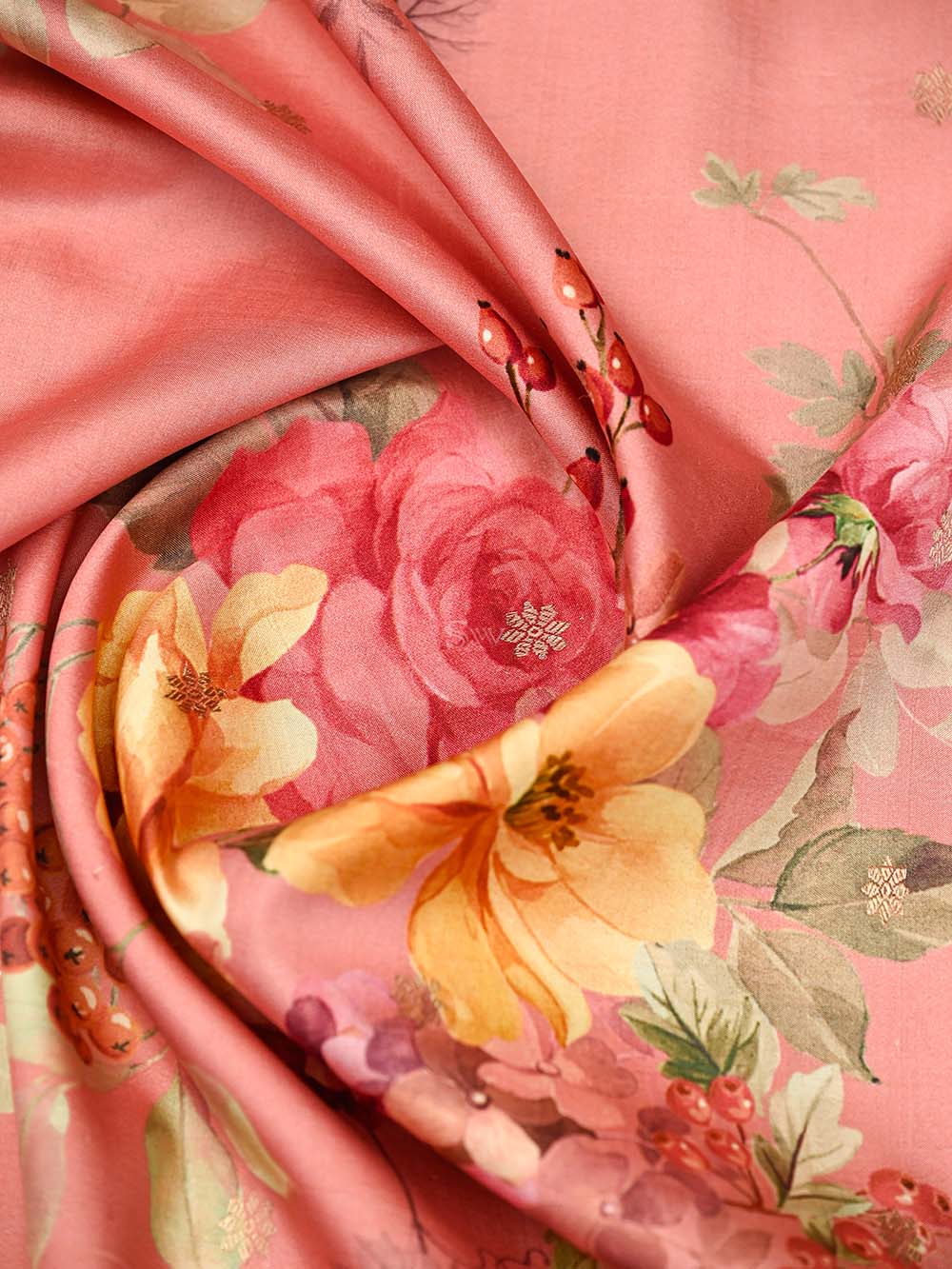 Peach Booti Silk Handloom Banarasi Suit - Sacred Weaves