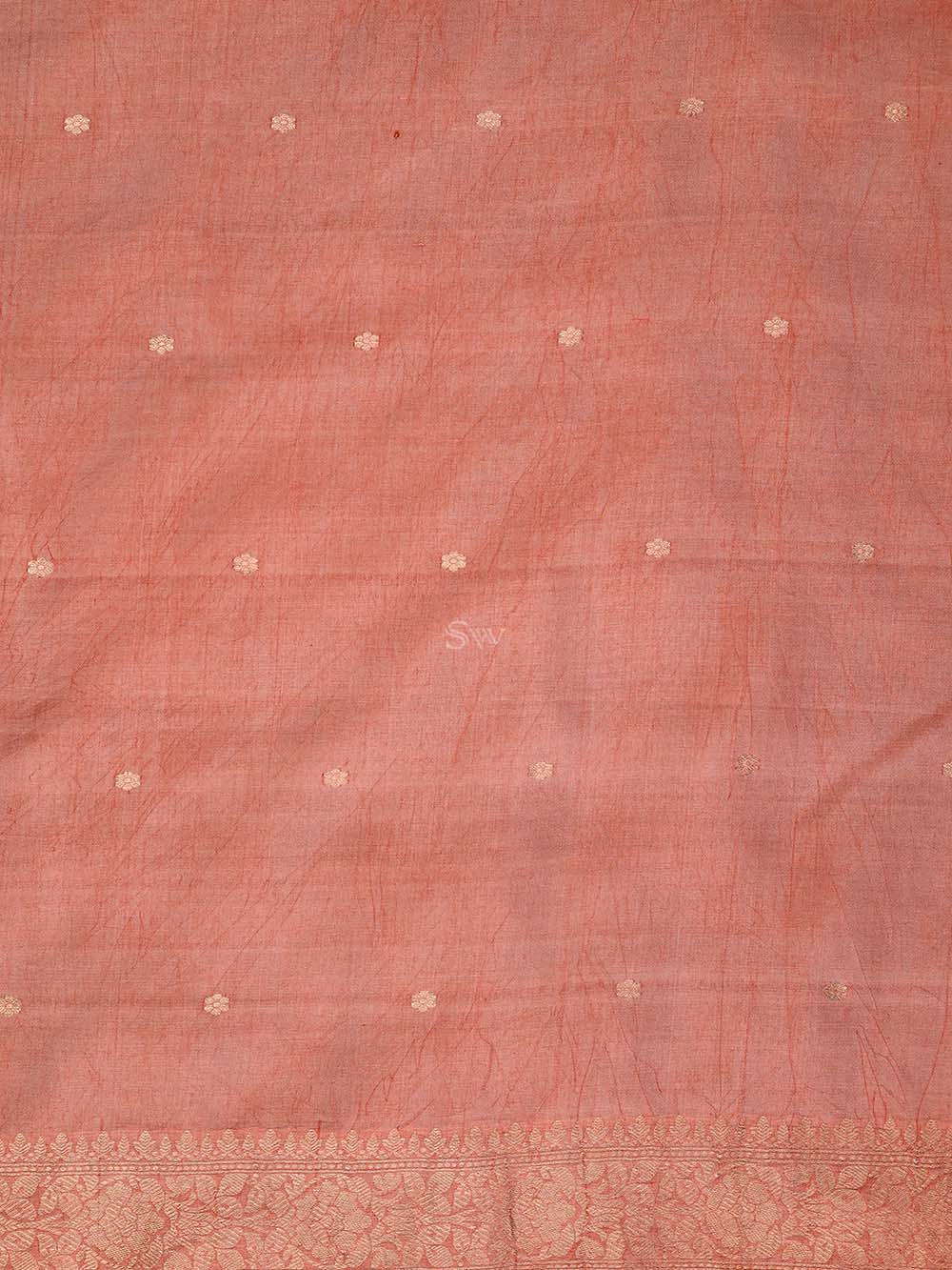 Peach Booti Silk Handloom Banarasi Suit - Sacred Weaves