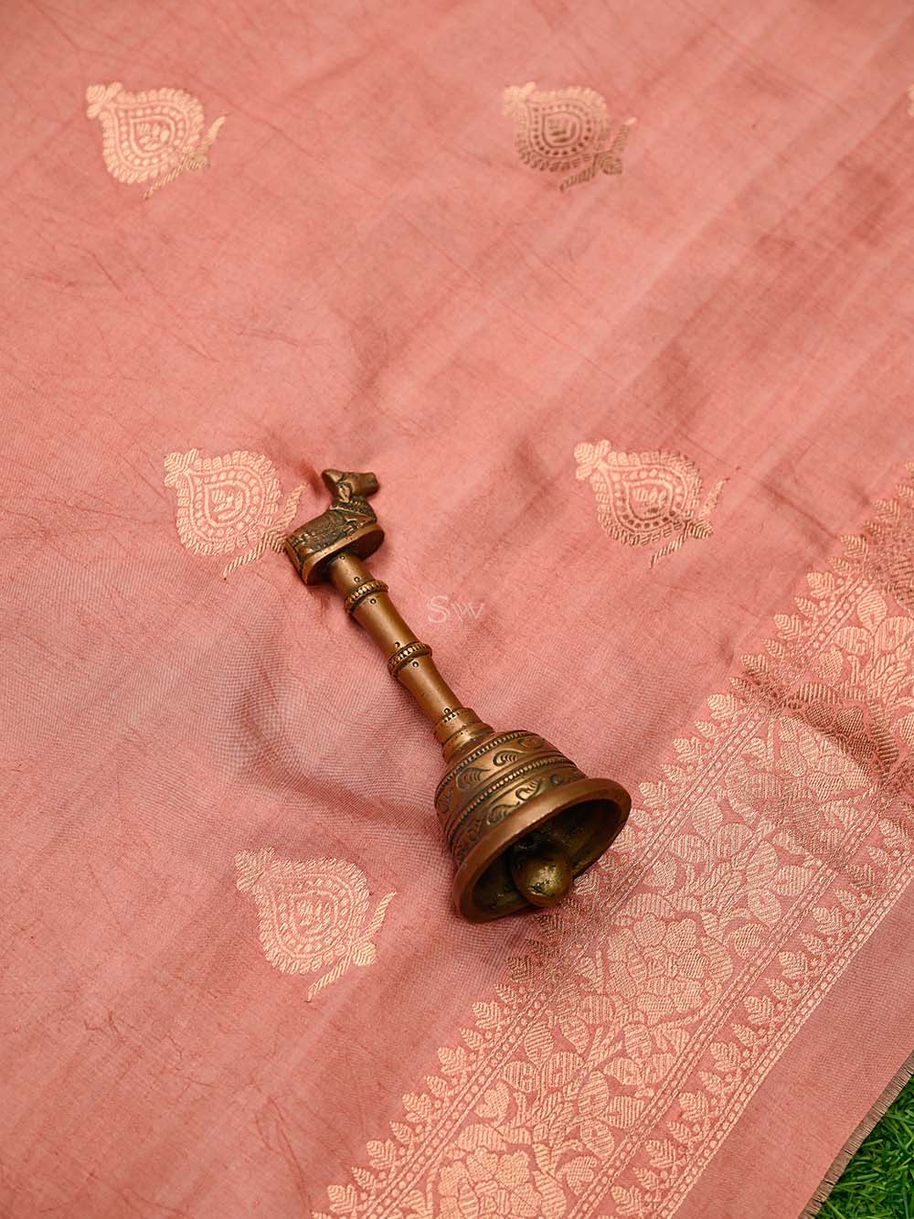 Peach Booti Silk Handloom Banarasi Suit - Sacred Weaves