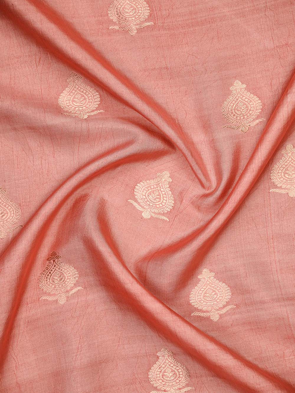 Peach Booti Silk Handloom Banarasi Suit - Sacred Weaves