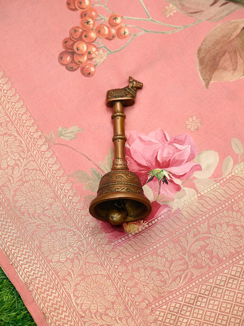 Peach Booti Silk Handloom Banarasi Suit - Sacred Weaves