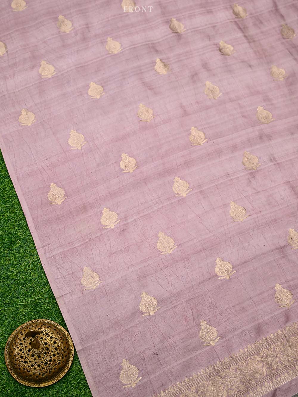Pastel Pink Booti Silk Handloom Banarasi Suit - Sacred Weaves
