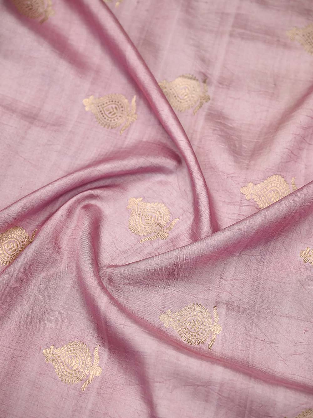 Pastel Pink Booti Silk Handloom Banarasi Suit - Sacred Weaves