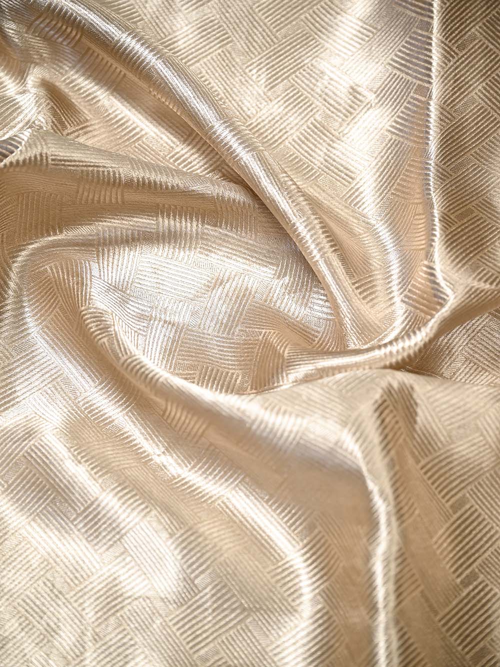 Beige Tissue Brocade Handloom Banarasi Saree - Sacred Weaves