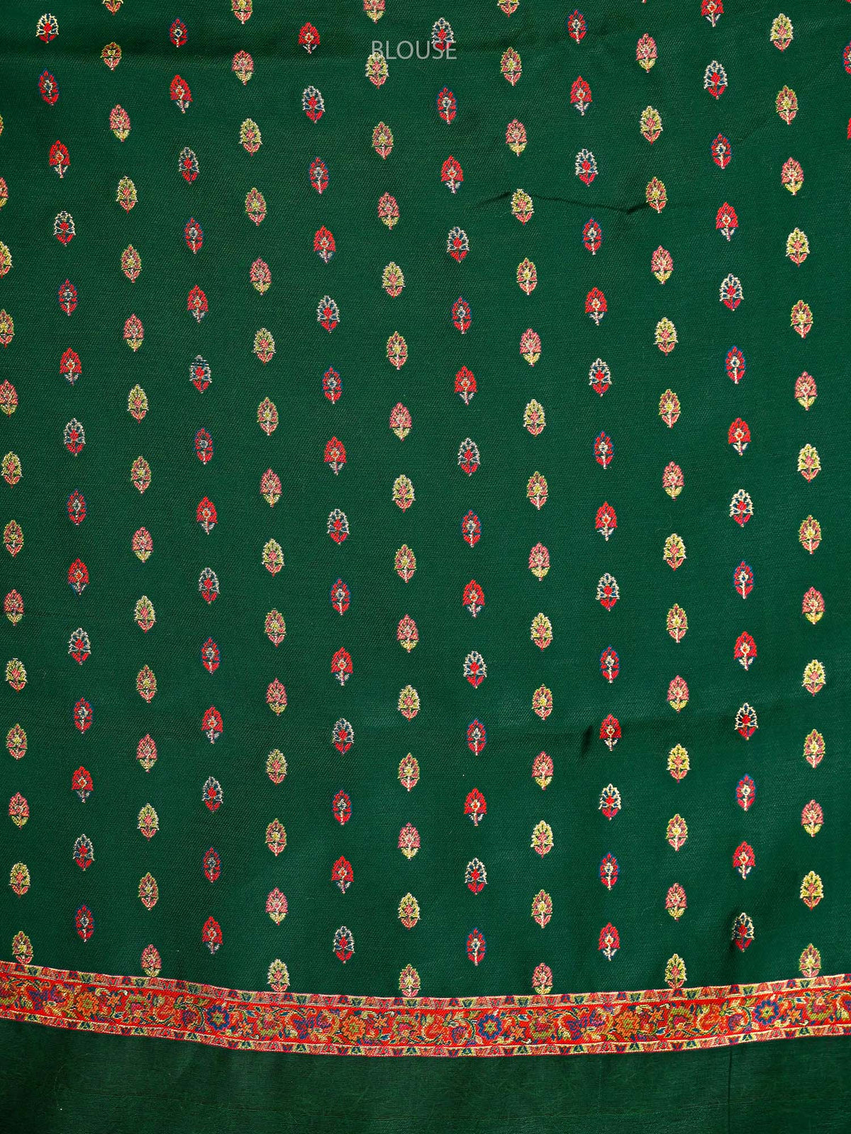 Bottle Green Jaal Pashmina Moonga Silk Handloom Banarasi Saree