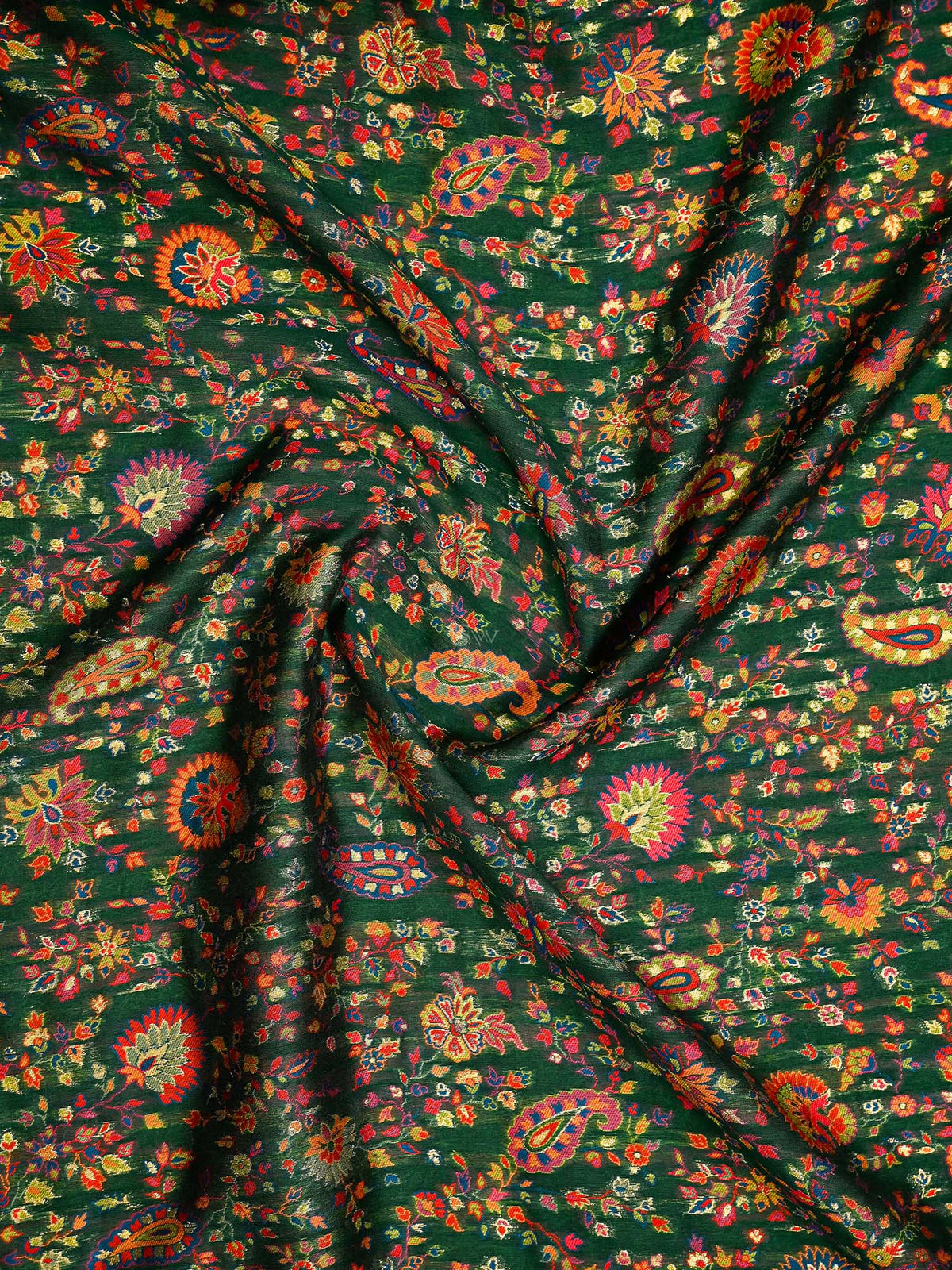 Bottle Green Jaal Pashmina Moonga Silk Handloom Banarasi Saree