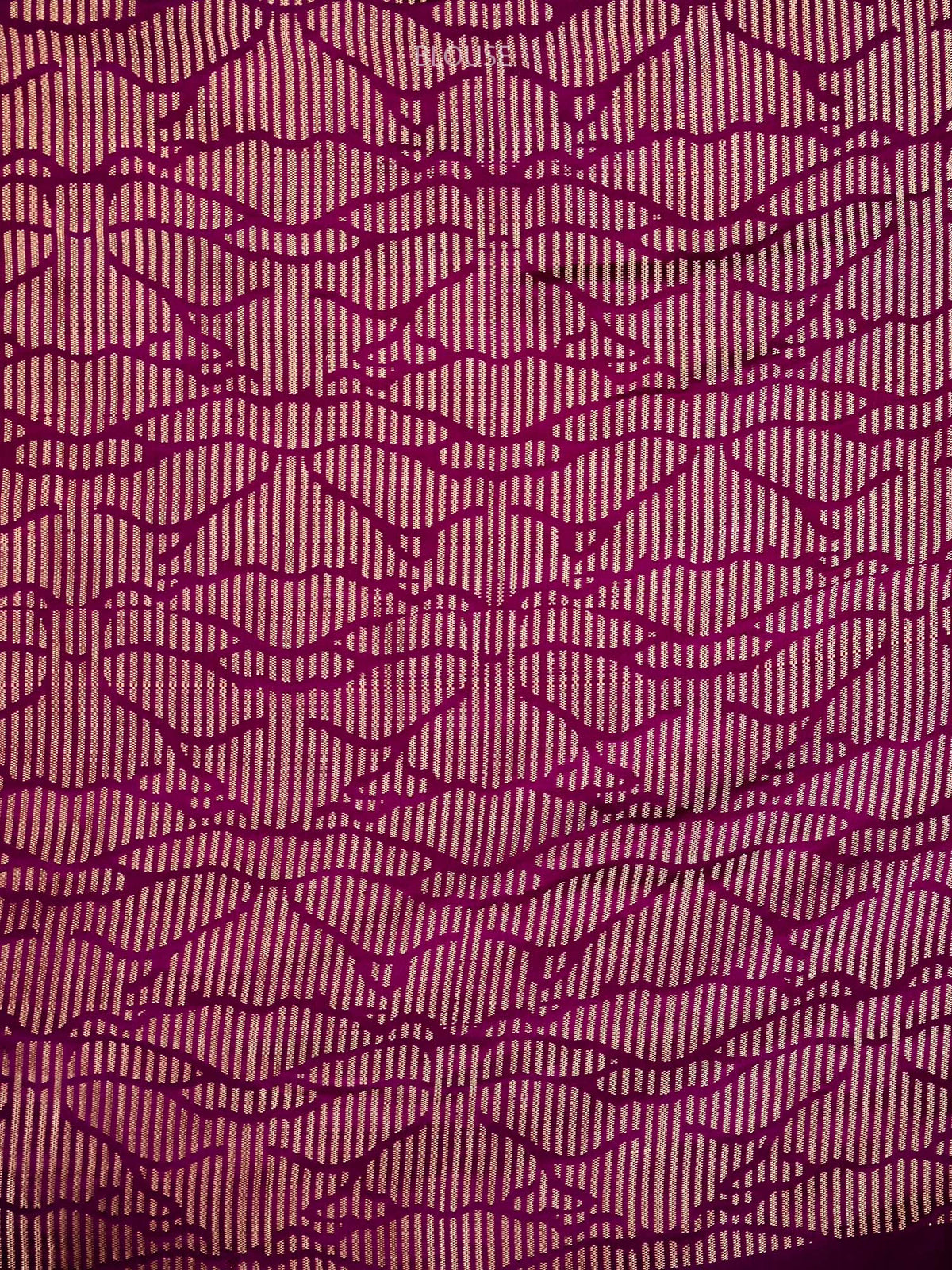 Dark Magenta Plain Satin Silk Handloom Banarasi Saree