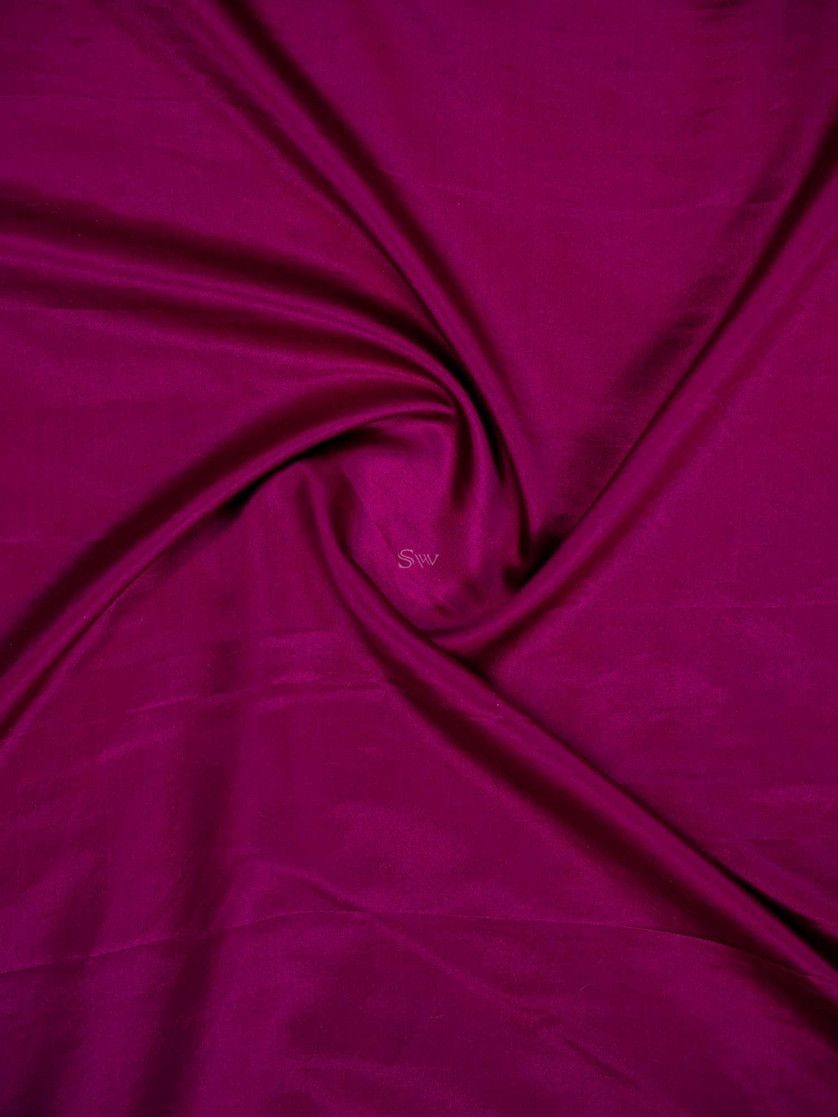 Dark Magenta Plain Satin Silk Handloom Banarasi Saree