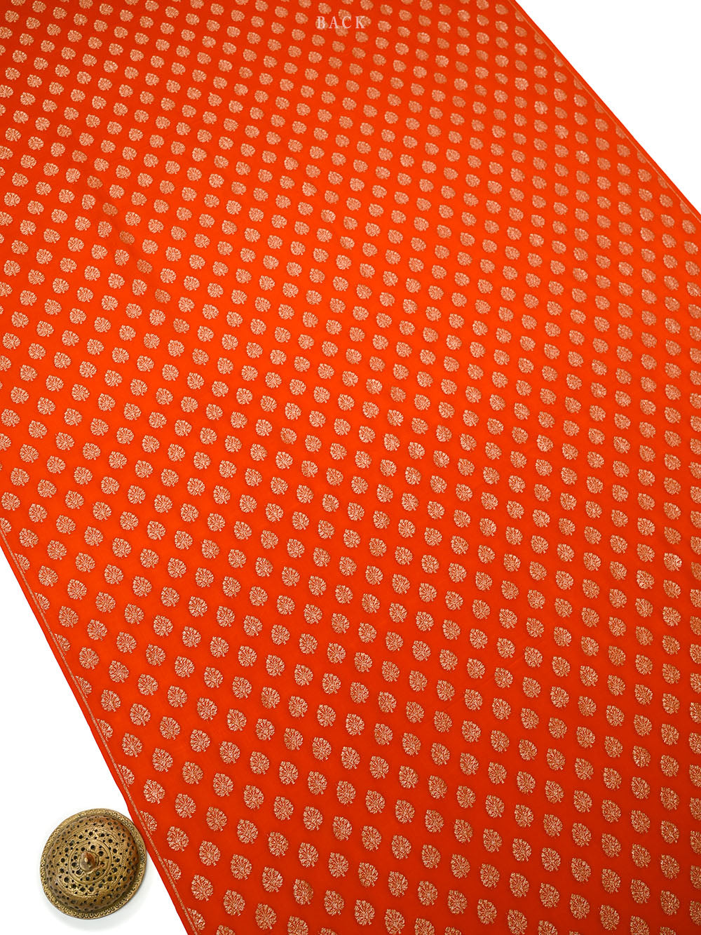 Dark Orange Booti Crepe Silk Handloom Banarasi Suit - Sacred Weaves