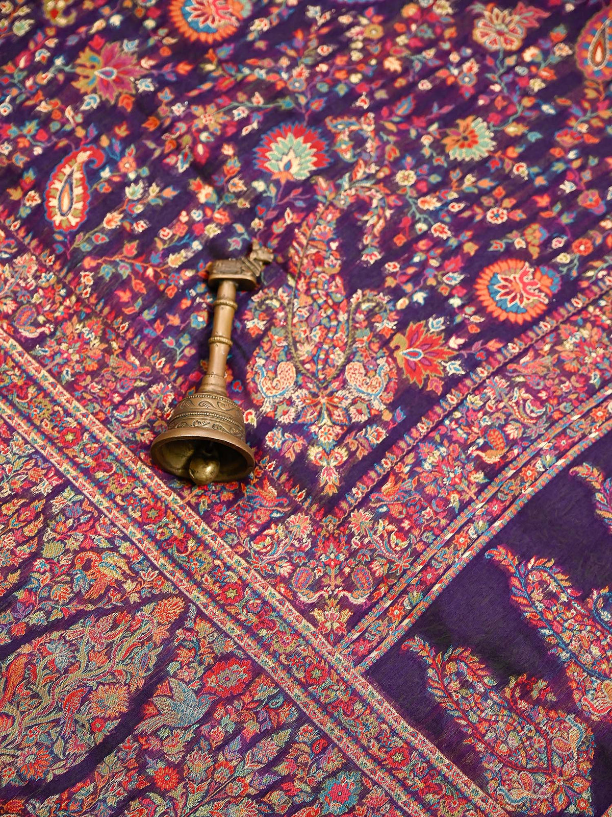 Purple Jaal Pashmina Moonga Silk Handloom Banarasi Saree