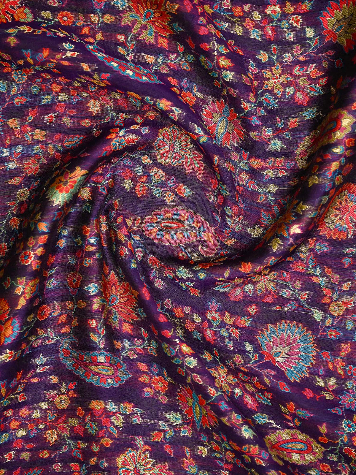 Purple Jaal Pashmina Moonga Silk Handloom Banarasi Saree