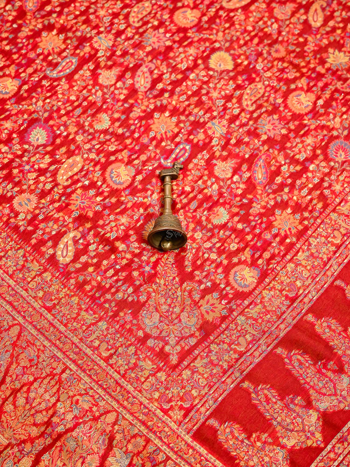 Red Jaal Pashmina Moonga Silk Handloom Banarasi Saree