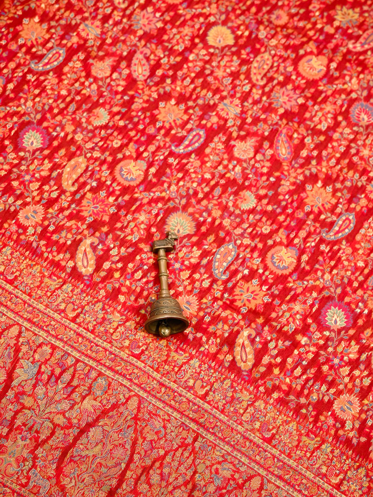 Red Jaal Pashmina Moonga Silk Handloom Banarasi Saree