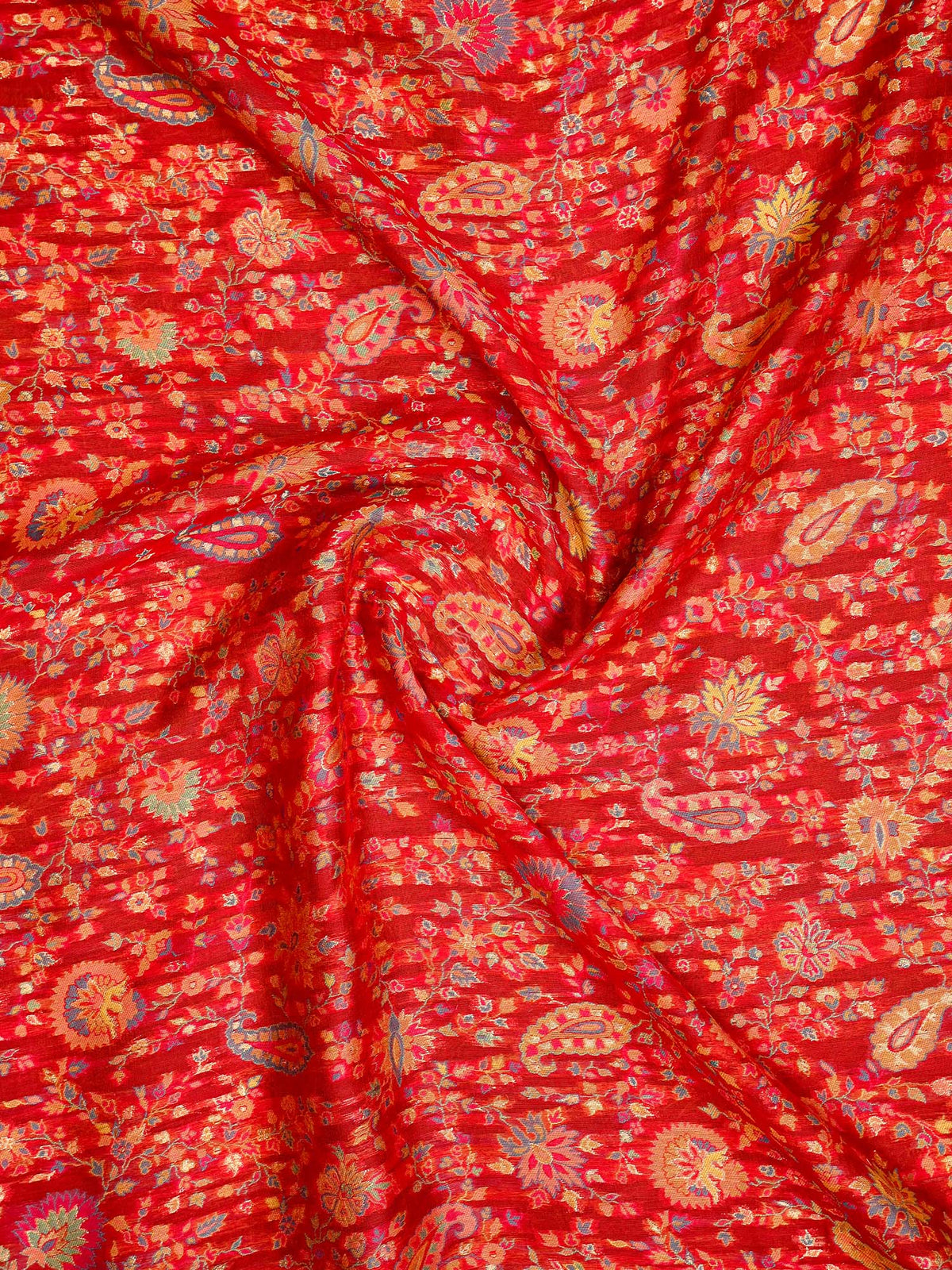 Red Jaal Pashmina Moonga Silk Handloom Banarasi Saree