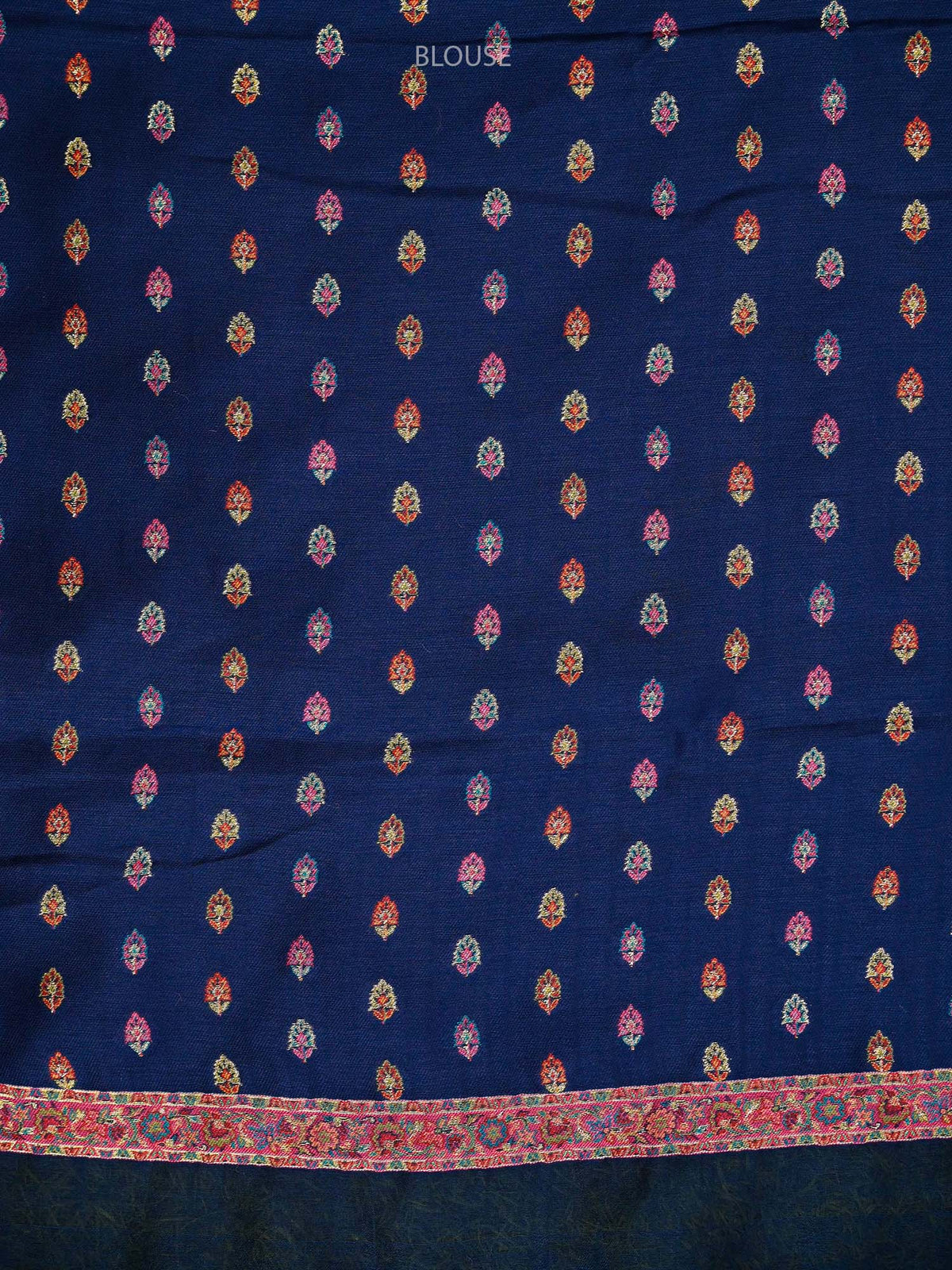 Navy Blue Jaal Pashmina Moonga Silk Handloom Banarasi Saree