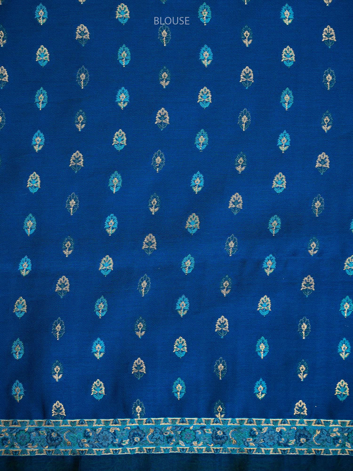 Blue Jaal Pashmina Moonga Silk Handloom Banarasi Saree