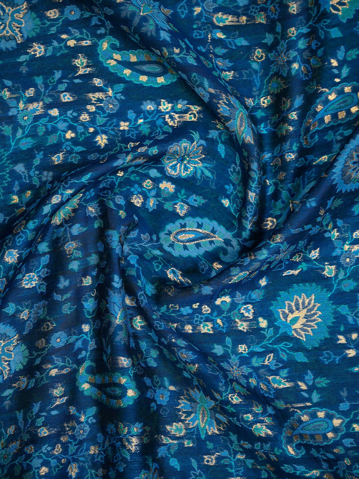 Blue Jaal Pashmina Moonga Silk Handloom Banarasi Saree