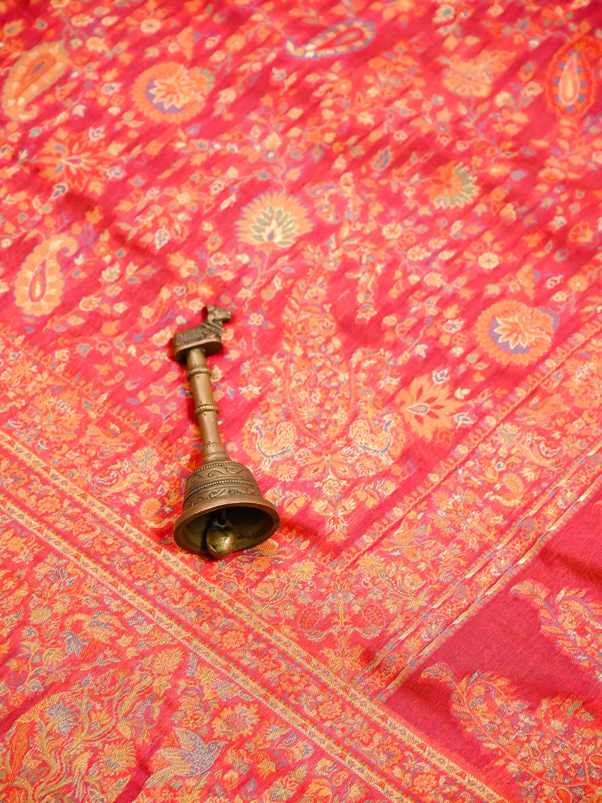 Pink Jaal Pashmina Moonga Silk Handloom Banarasi Saree