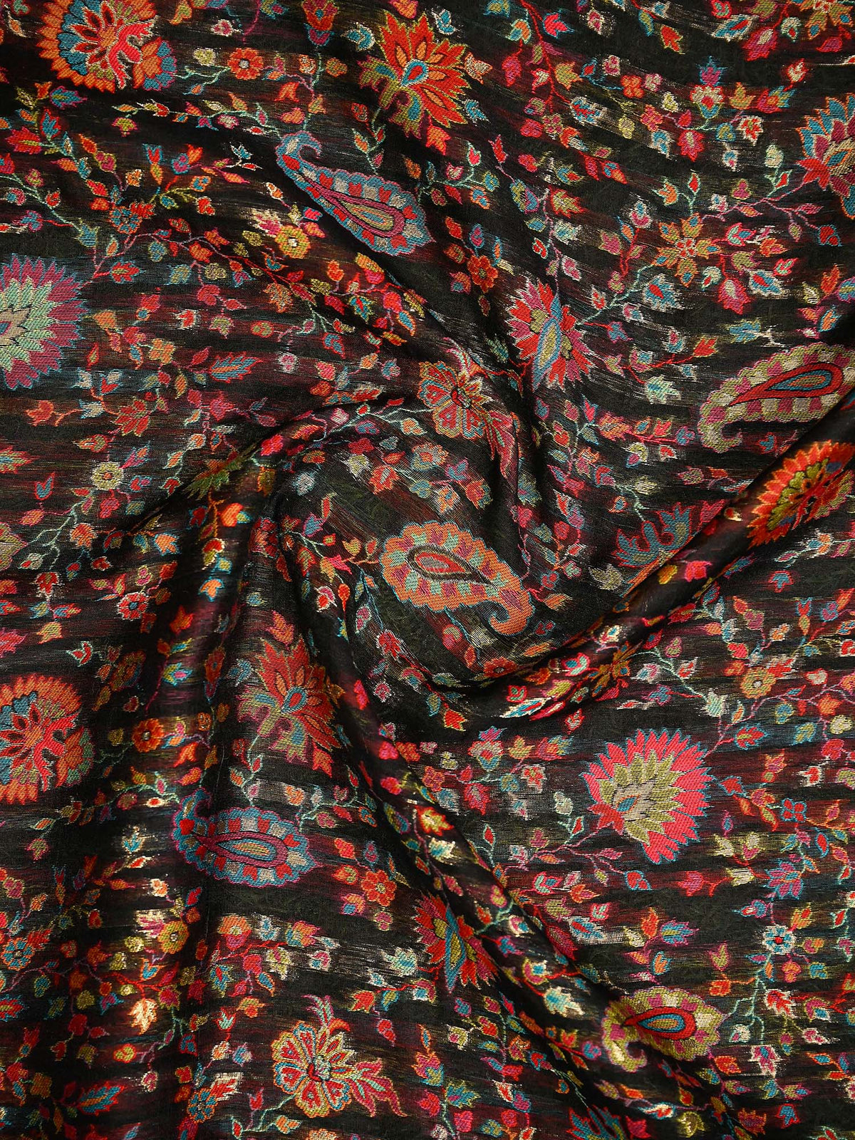 Black Jaal Pashmina Moonga Silk Handloom Banarasi Saree