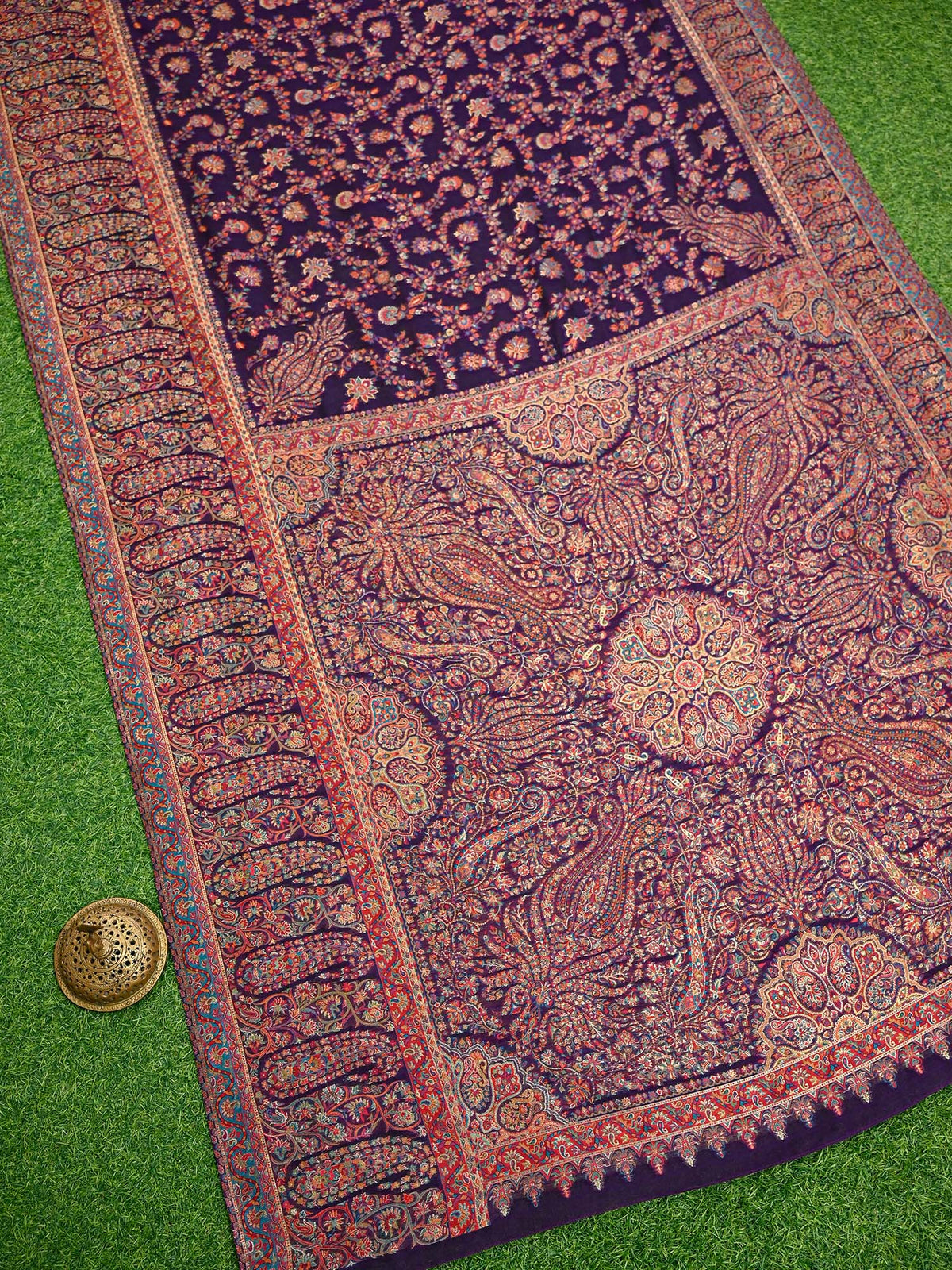 Purple Jaal Pashmina Moonga Silk Handloom Banarasi Saree