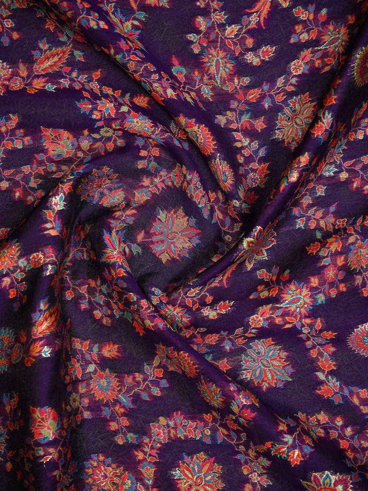 Purple Jaal Pashmina Moonga Silk Handloom Banarasi Saree