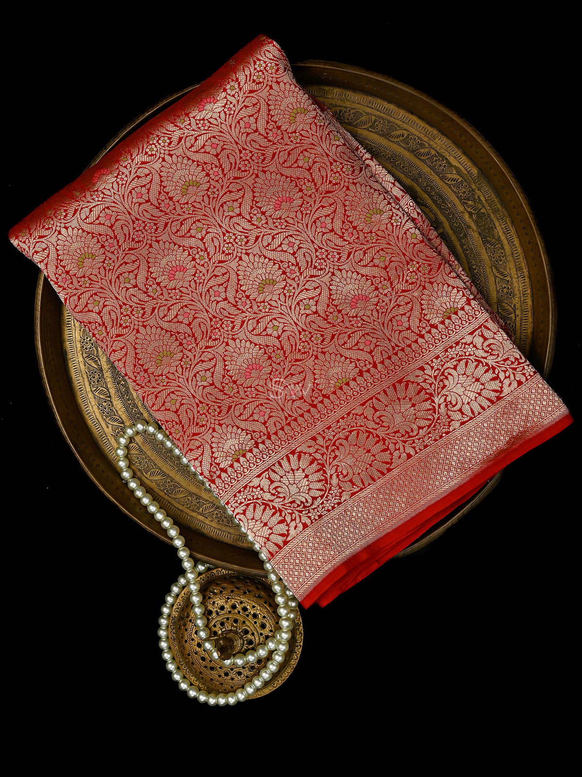 Red Meenakari Silk Brocade Handloom Banarasi Saree