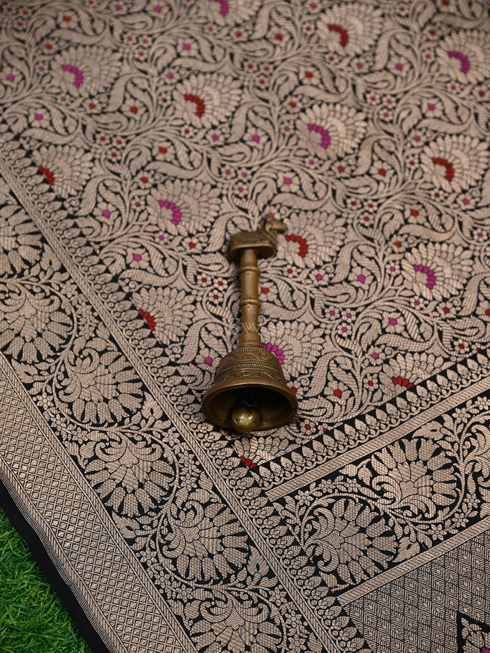 Black Meenakari Silk Brocade Handloom Banarasi Saree - Sacred Weaves