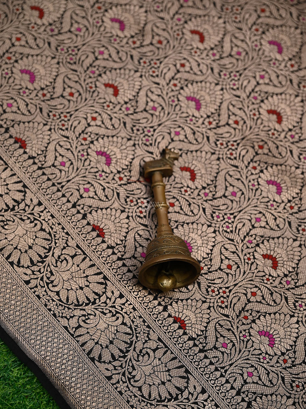 Black Meenakari Silk Brocade Handloom Banarasi Saree - Sacred Weaves