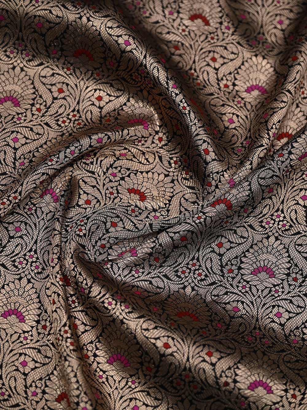 Black Meenakari Silk Brocade Handloom Banarasi Saree - Sacred Weaves