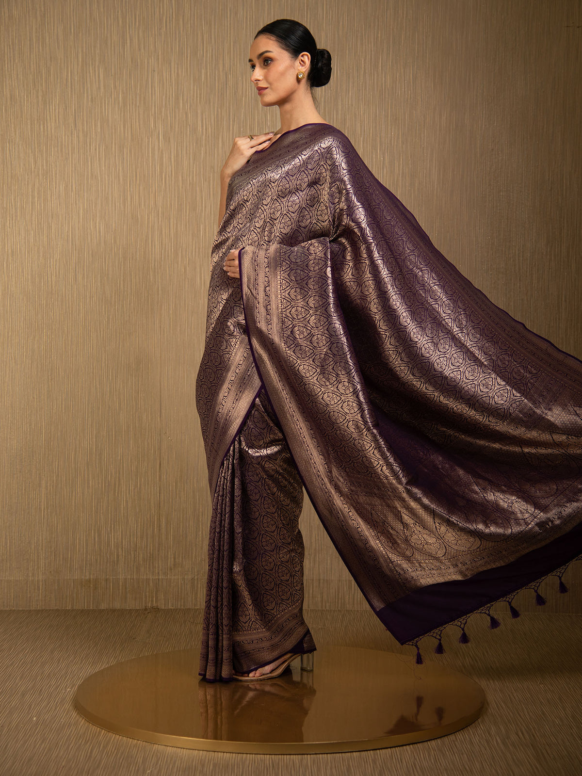 Purple Silk Brocade Handloom Banarasi Saree