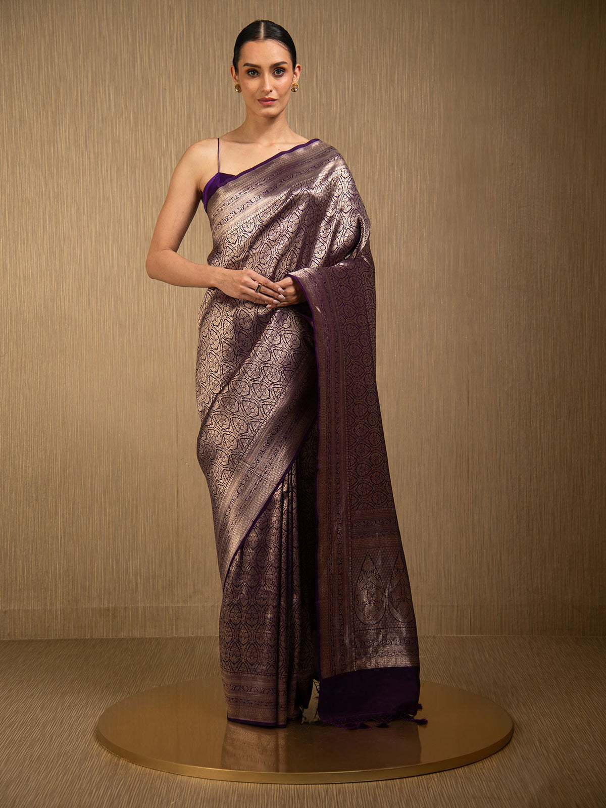 Purple Silk Brocade Handloom Banarasi Saree