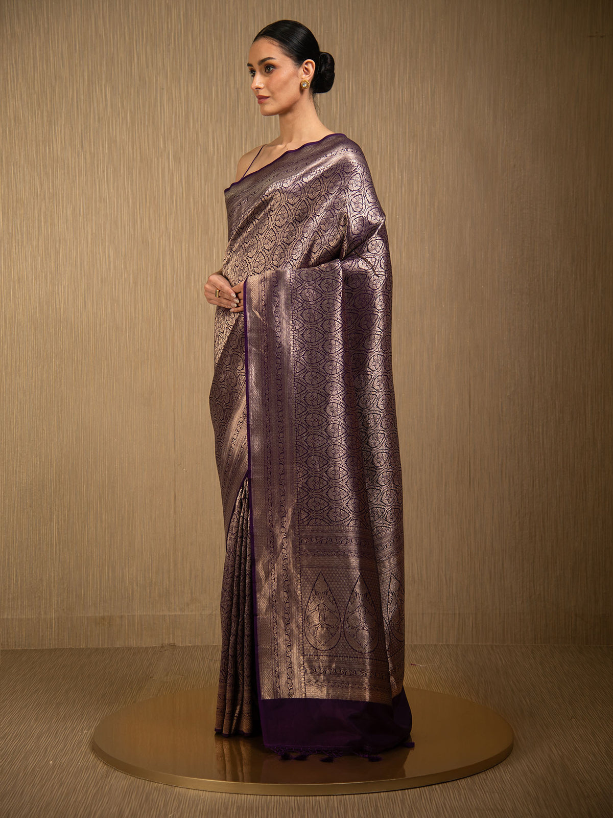 Purple Silk Brocade Handloom Banarasi Saree
