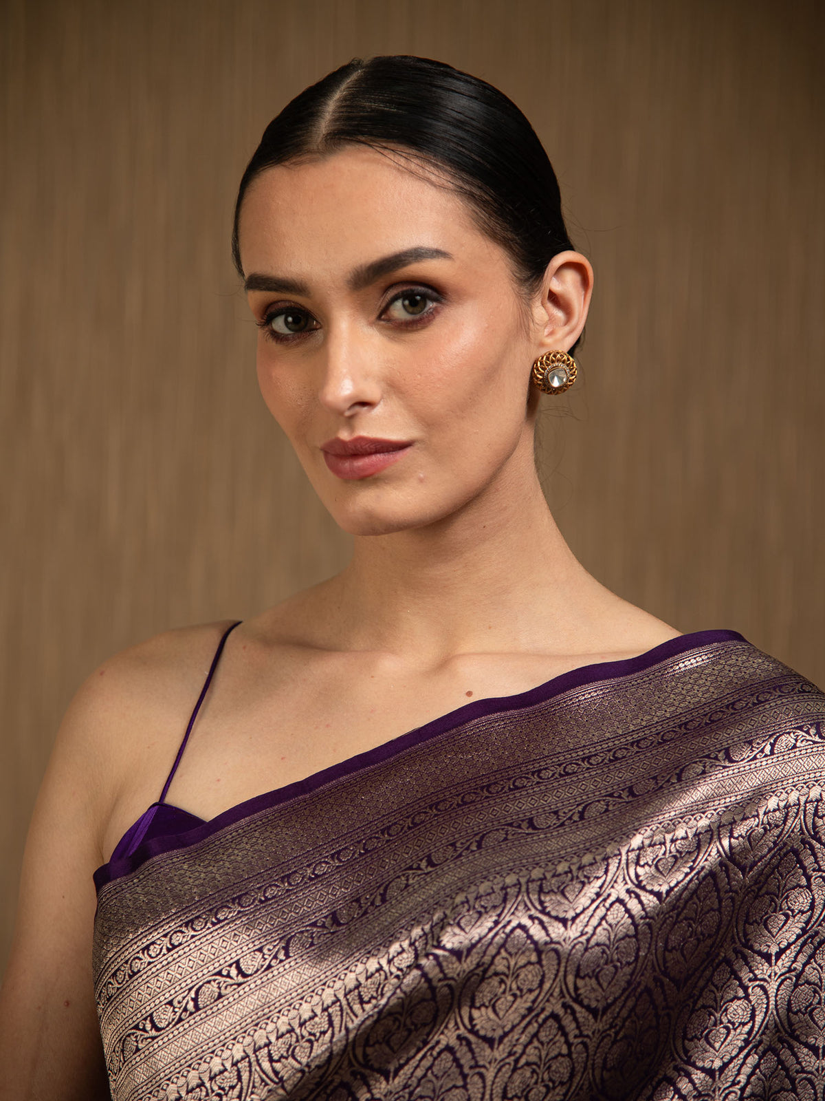 Purple Silk Brocade Handloom Banarasi Saree