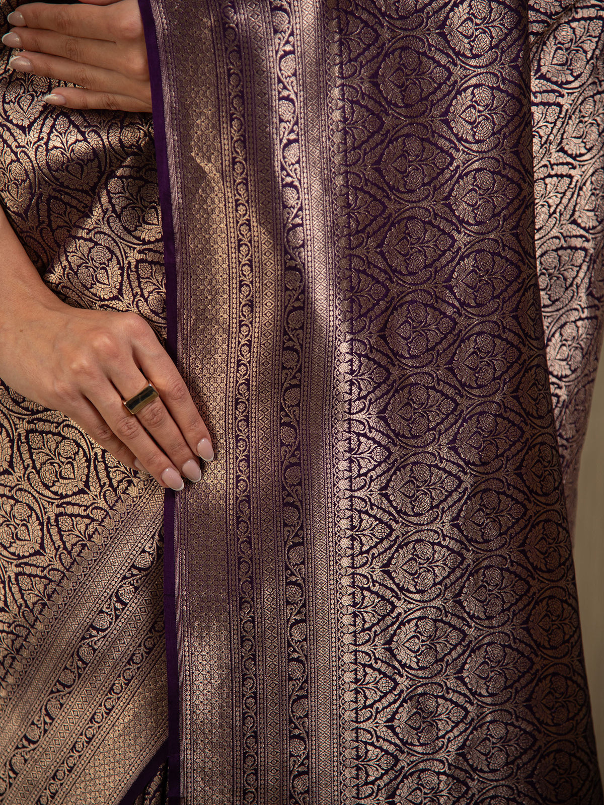 Purple Silk Brocade Handloom Banarasi Saree